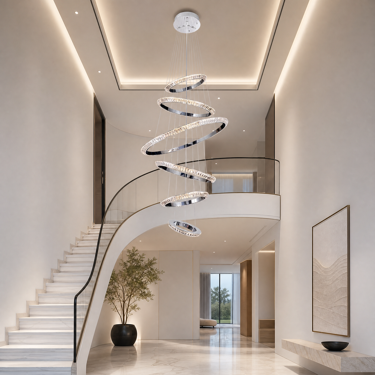 Yiosi Bryant Cascading Crystal Ring Chandelier