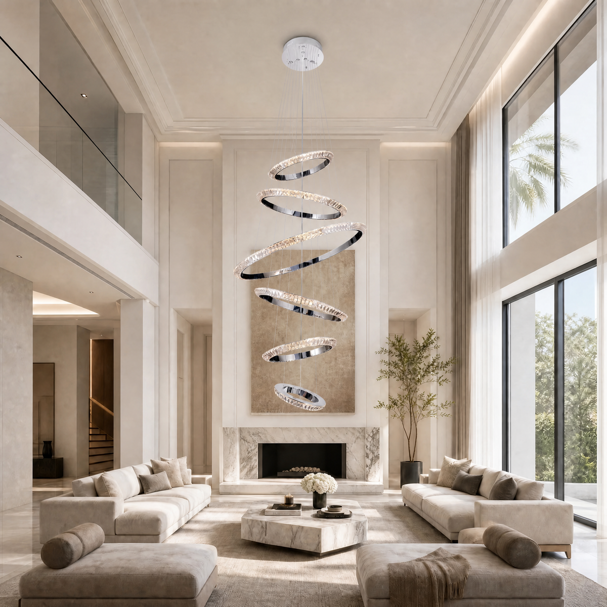 Yiosi Bryant Cascading Crystal Ring Chandelier