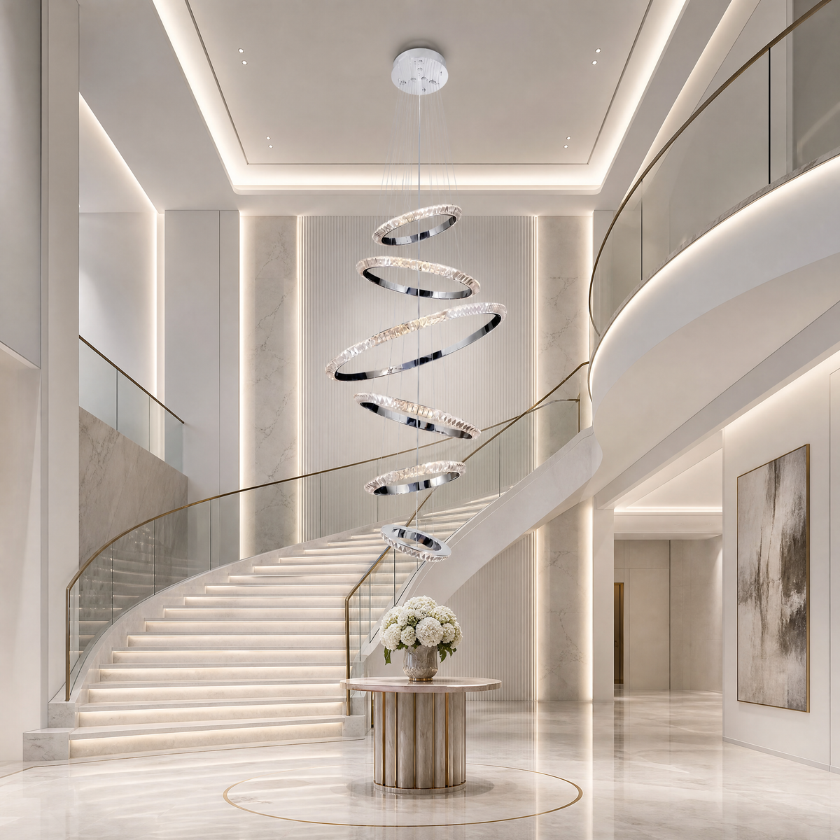 Yiosi Bryant Cascading Crystal Ring Chandelier