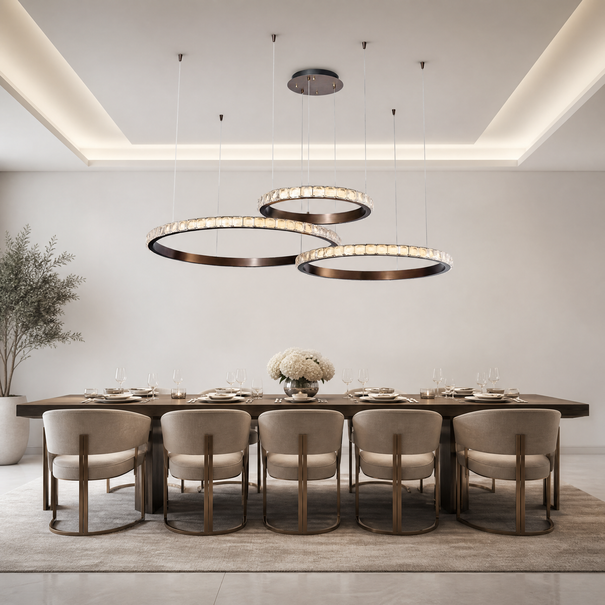 Yiosi Drake Triple-Ring Crystal Chandelier