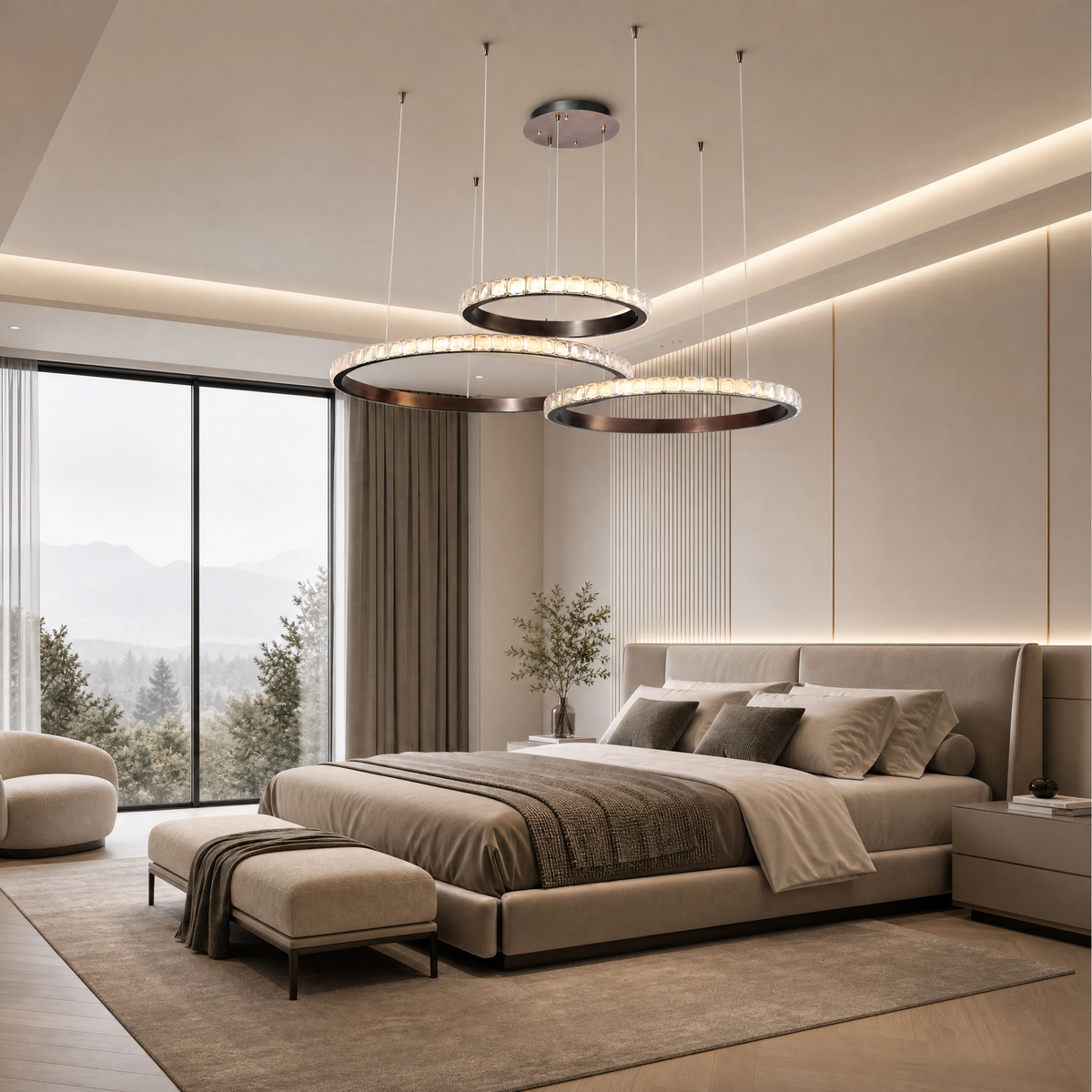 Yiosi Drake Triple-Ring Crystal Chandelier