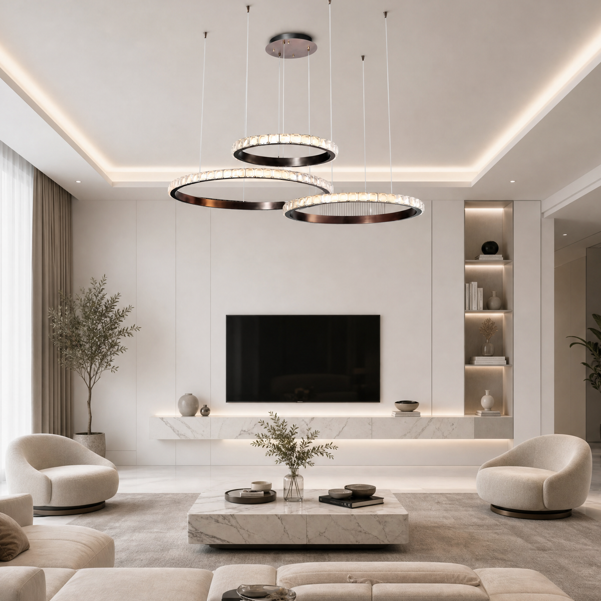 Yiosi Drake Triple-Ring Crystal Chandelier