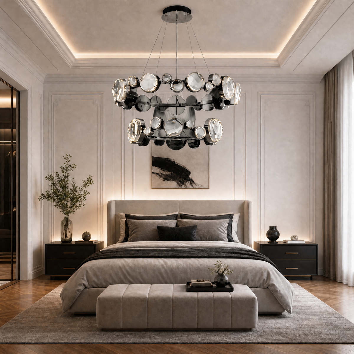 Yiosi Eclipse Two Ring Modern Crystal Chandelier