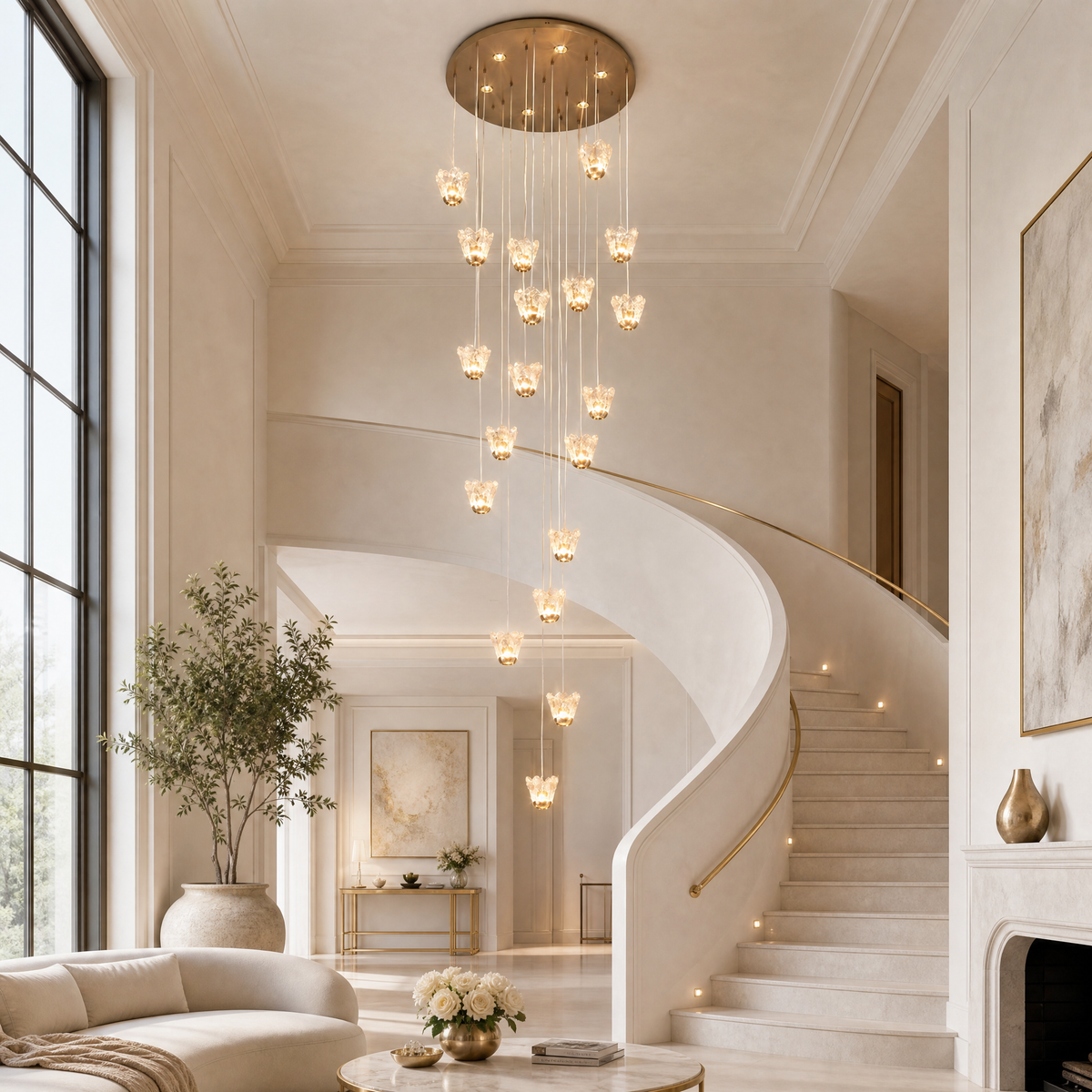 Glass Pendant Light in a foyer