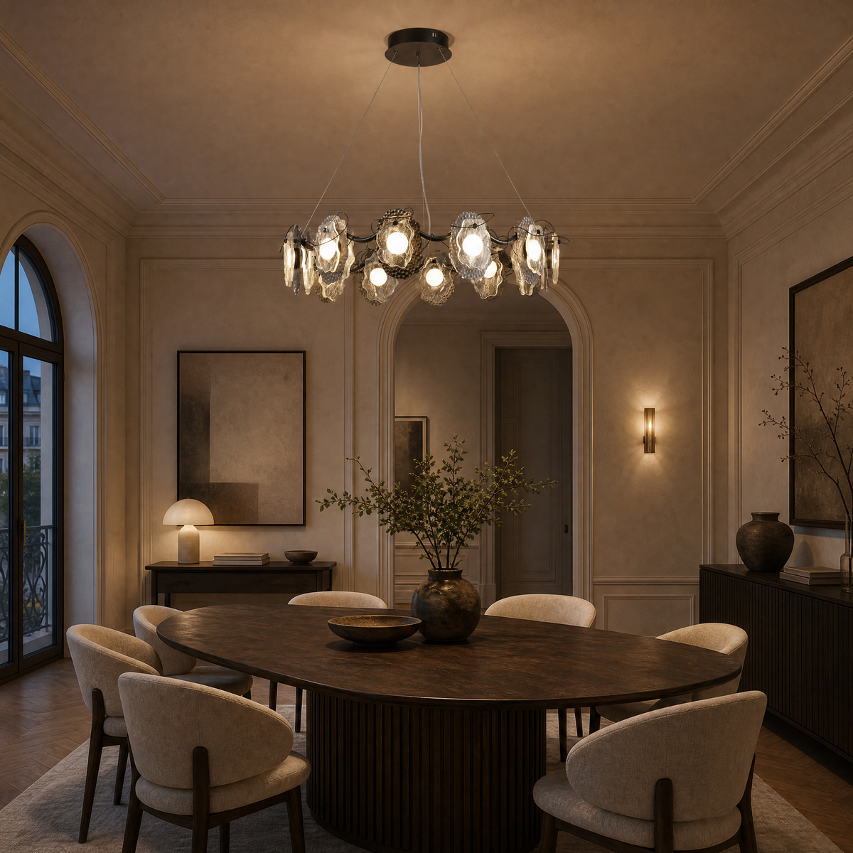 Modern Chandelier in a living room