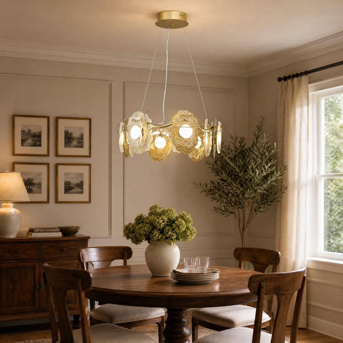Modern Chandelier in a living room