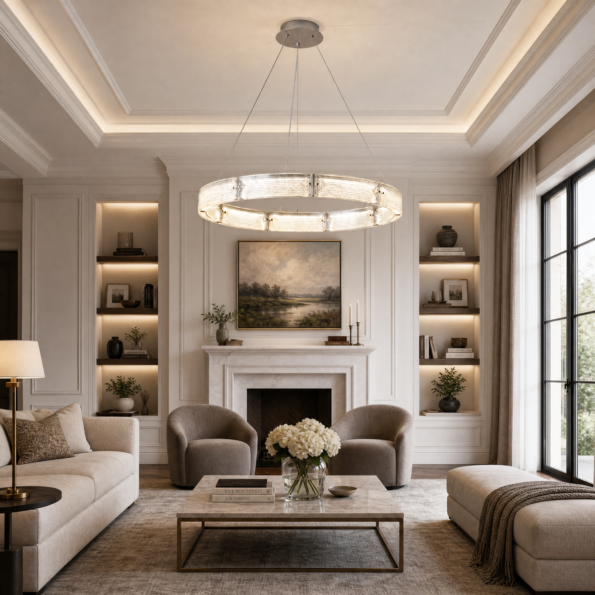 Glass Round Chandelier in a great room