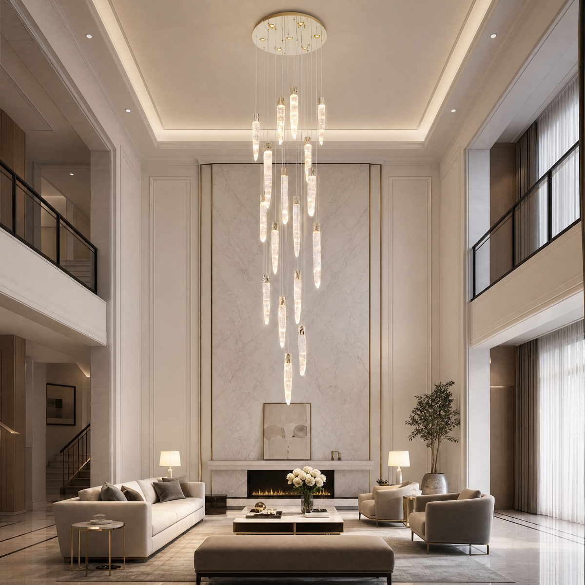 Yiosi Halsey Linear Icicle Crystal Glass Chandelier 47" L