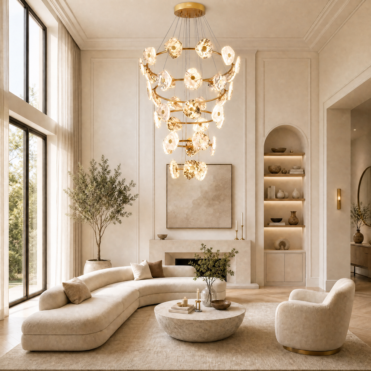 Cascading Chandelier in a dining room
