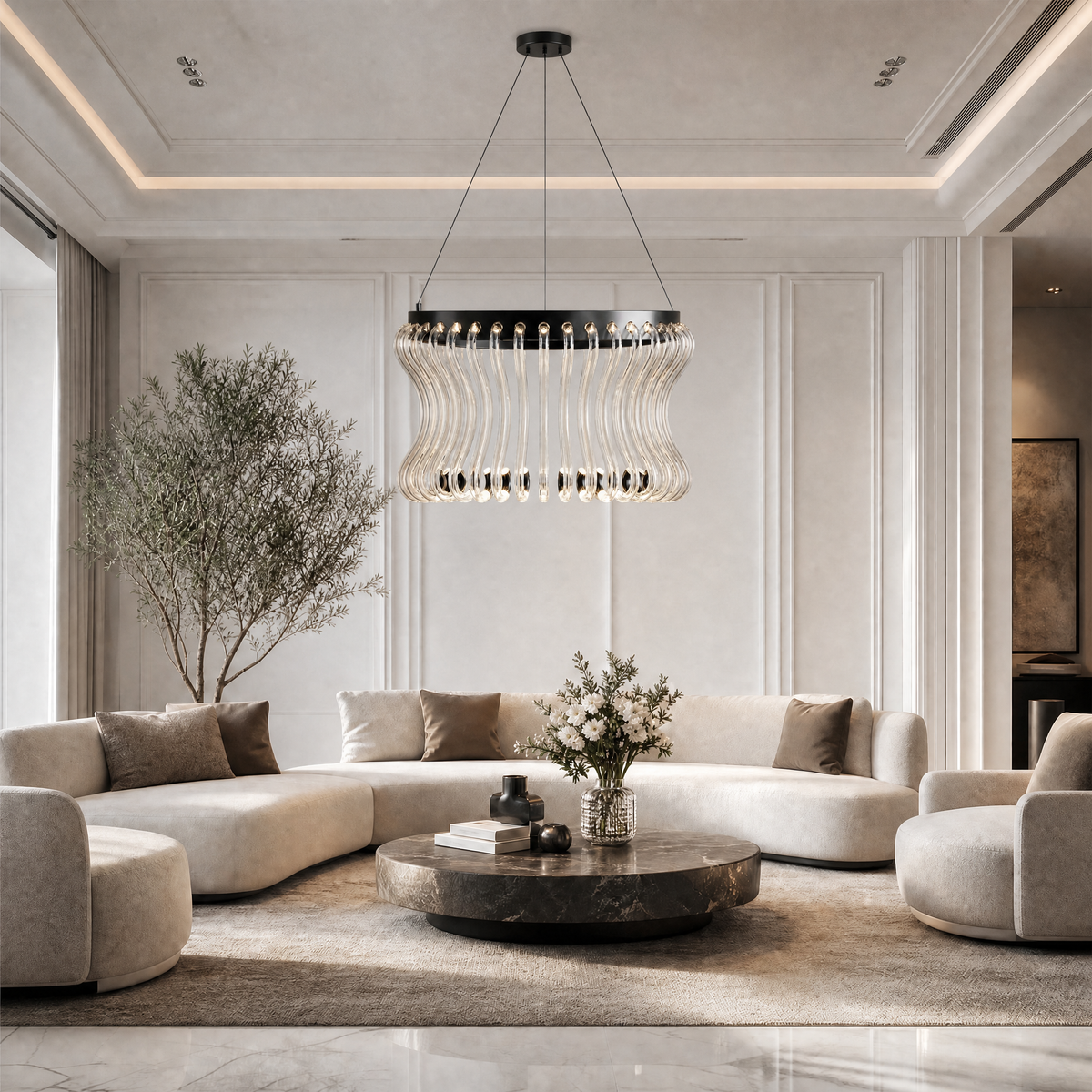 Yiosi Lennox Round Glass Chandelier 21.6" D