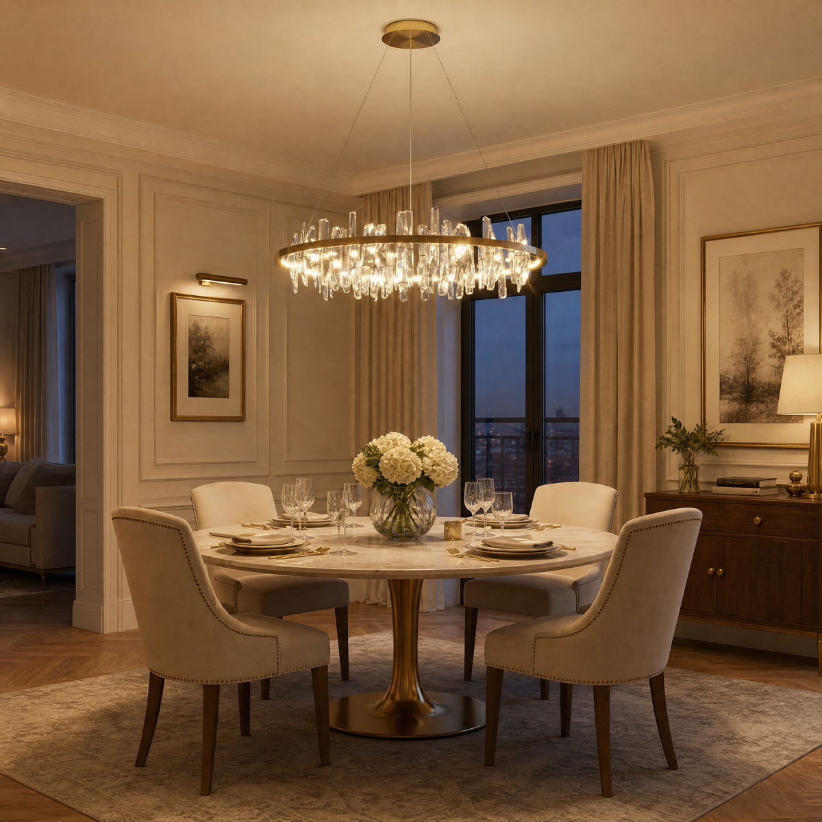 Yiosi Nora Round Crystal Pendant Light