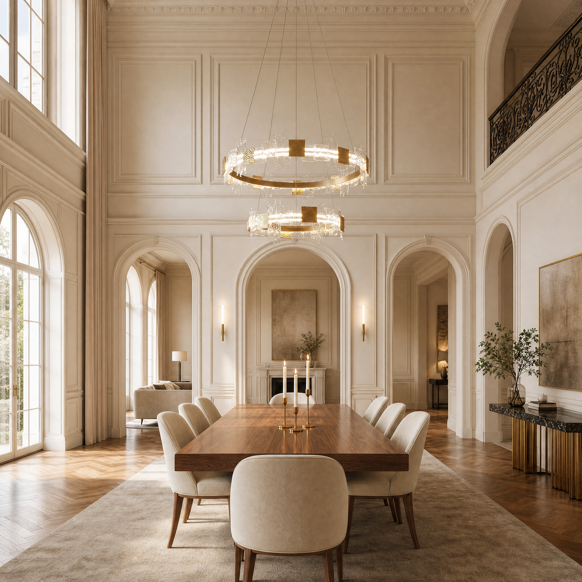 Gold Chandelier in a foyer