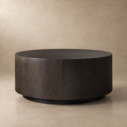 Oak Wood Round Plinth Coffee Table