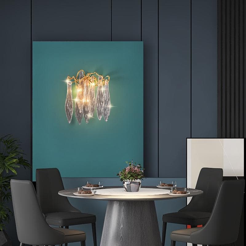 Luxury Flake Crystal Brass Wall Sconce with 3 LED Lights