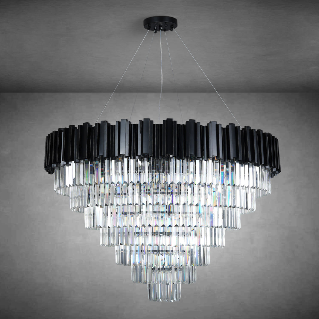7-Tier 39" Black Chandelier