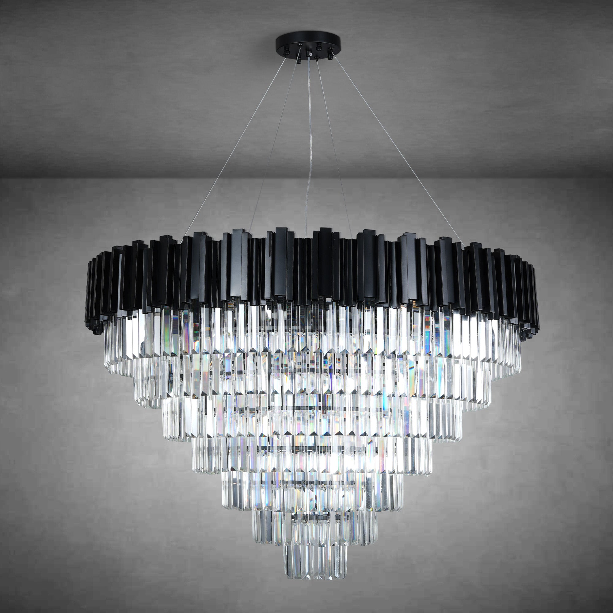 7-Tier 39" Black Chandelier