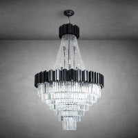 Inverted triangle crystal round pendant light