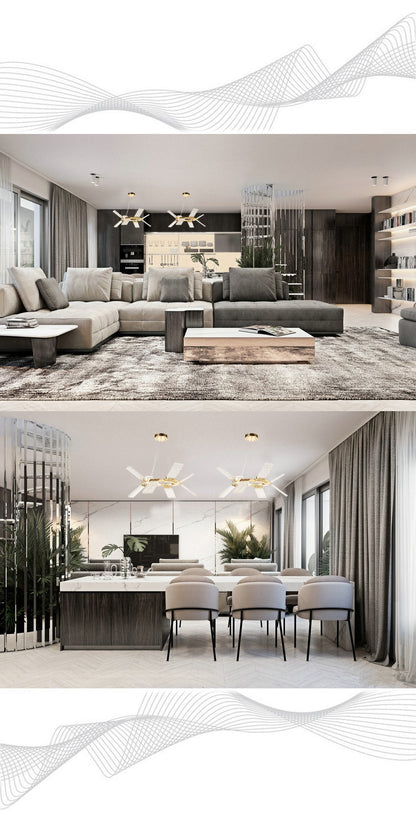 Muhamet LED Round Ring Wave Chandelier, Modern Designer Lamp