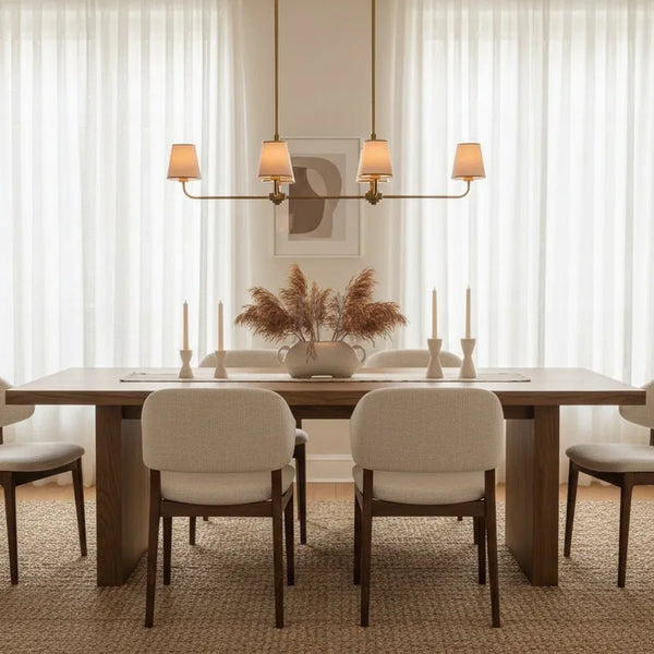 Adria Linear Chandelier styled in a modern dining room