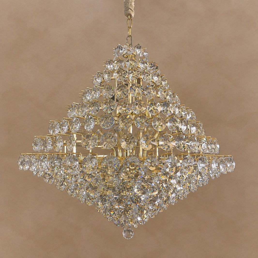 Aesthetic Luxury Conical Crystal Chandelier for Living/Dinning Room/Foyer/Hallway/Staircase