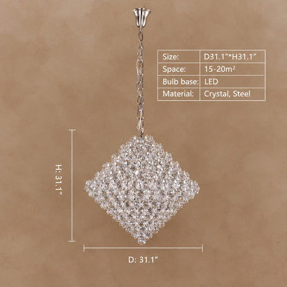 Aesthetic Luxury Conical Crystal Chandelier for Living/Dinning Room/Foyer/Hallway/Staircase
