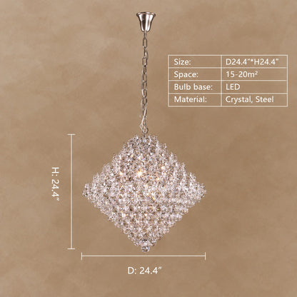 Aesthetic Luxury Conical Crystal Chandelier for Living/Dinning Room/Foyer/Hallway/Staircase
