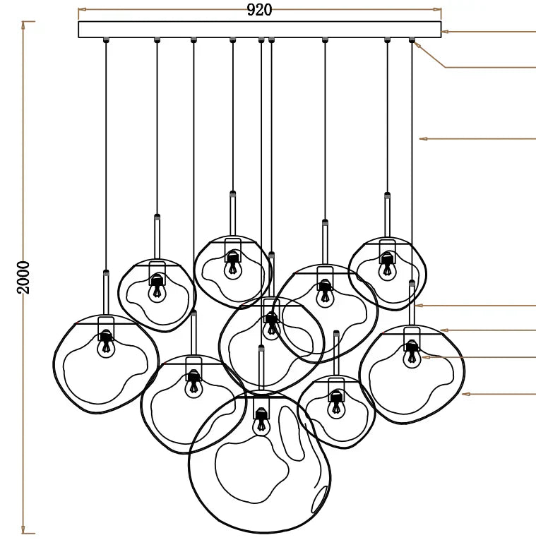 Afra Glass Chandelier 36”