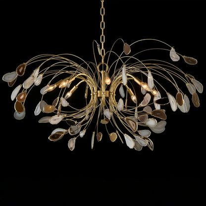 Agate and Brass Eight-Light Chandelier