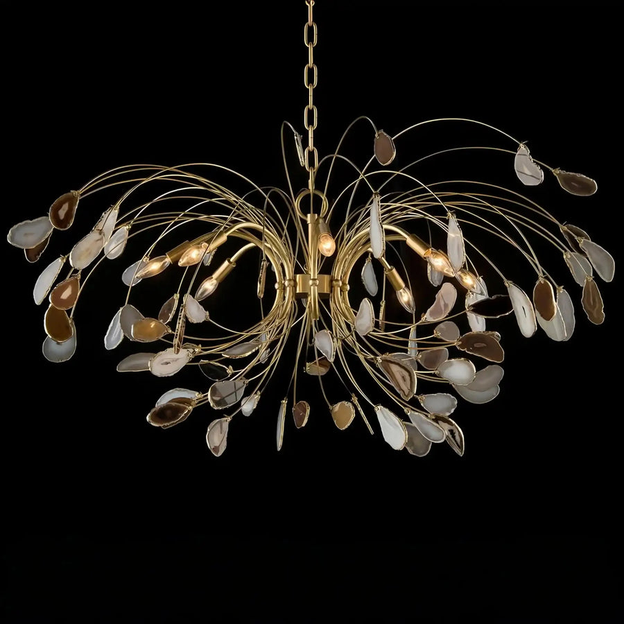 Agate and Brass Eight-Light Chandelier