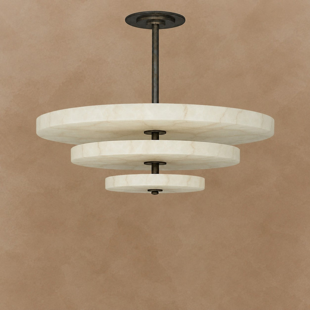 Alabaster Bronze & White LED Chandelier – Elegant 33‑Inch