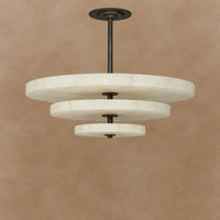 Alabaster Bronze & White LED Chandelier – Elegant 33‑Inch