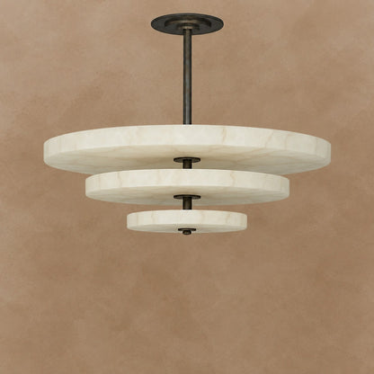 Alabaster Bronze & White LED Chandelier – Elegant 33‑Inch