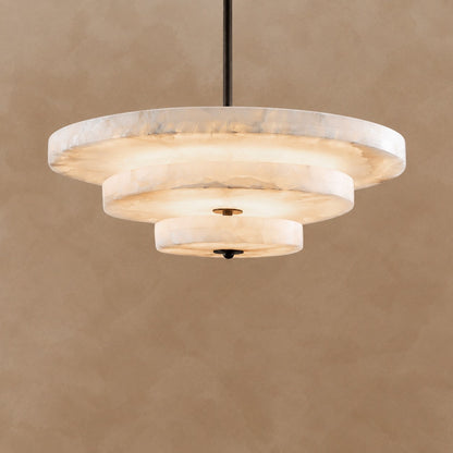 Alabaster Bronze & White LED Chandelier – Elegant 33‑Inch