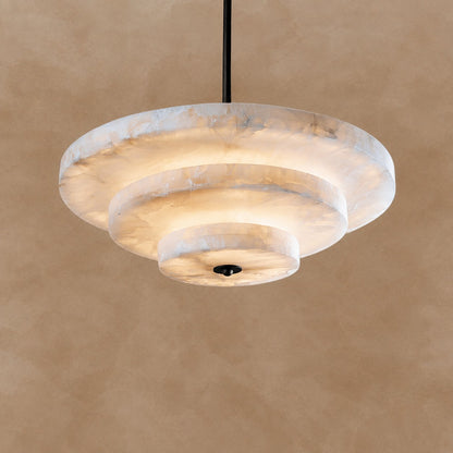 Alabaster Bronze & White LED Chandelier – Elegant 33‑Inch