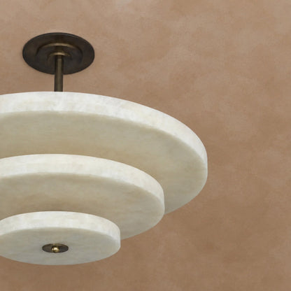 Alabaster Bronze & White LED Chandelier – Elegant 33‑Inch