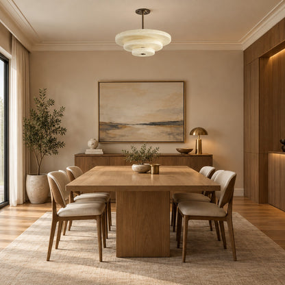 Alabaster Bronze & White LED Chandelier – Elegant 33‑Inch
