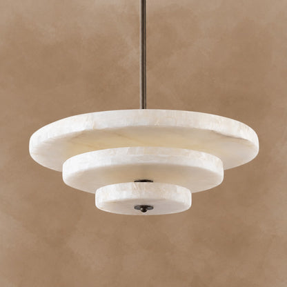 Alabaster Bronze & White LED Chandelier – Elegant 33‑Inch