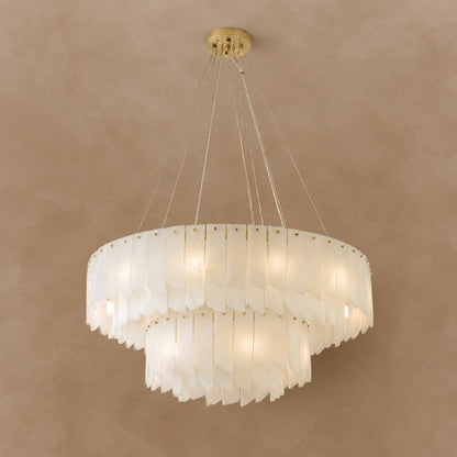 Alabaster Cascade Tiered Chandelier 22.4"-47.2"