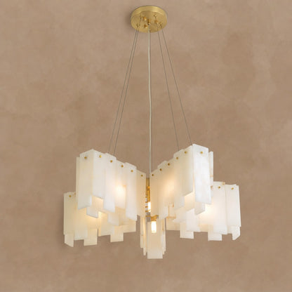 Alabaster Cascade Tiered Chandelier 22.4"-47.2"