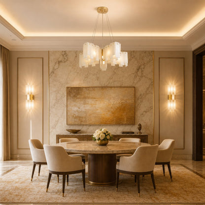 Alabaster Cascade Tiered Chandelier 22.4"-47.2"
