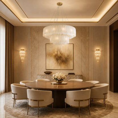 Alabaster Cascade Tiered Chandelier 22.4"-47.2"