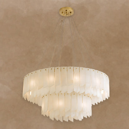 Alabaster Cascade Tiered Chandelier 22.4"-47.2"