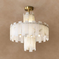 Alabaster Chandelier – Elegant Brass & White Alabaster Light Fixture