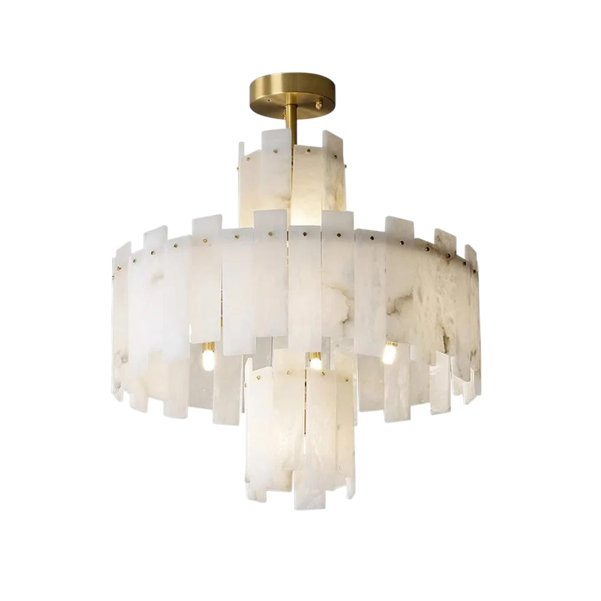 Alabaster Chandelier – Elegant Brass & White Alabaster Light Fixture