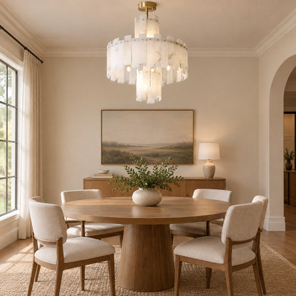 Alabaster Chandelier – Elegant Brass & White Alabaster Light Fixture