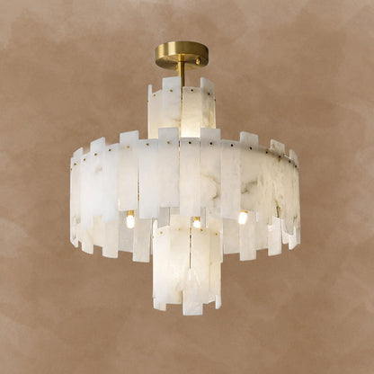 Alabaster Chandelier – Elegant Brass & White Alabaster Light Fixture