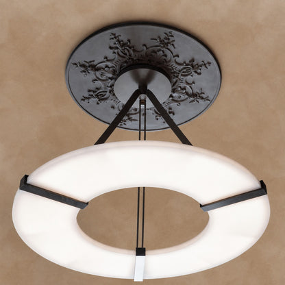 Alabaster Halo Pendant Light – Black & White LED Chandelier