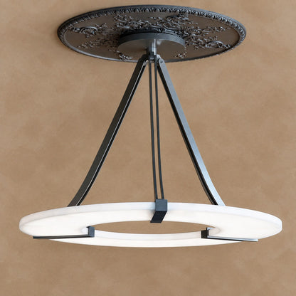 Alabaster Halo Pendant Light – Black & White LED Chandelier