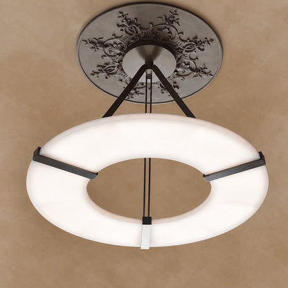 Alabaster Halo Pendant Light – Black & White LED Chandelier
