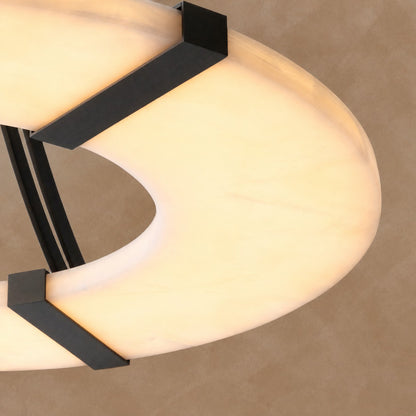 Alabaster Halo Pendant Light – Black & White LED Chandelier